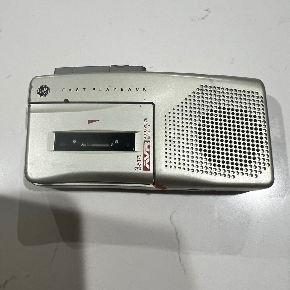 GE 3-5375A Handheld Cassette Recorder Silver AVR Fast Playback Vintage Dictation